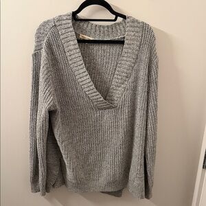 Silence + Noise Heather Gray V-Neck Sweater